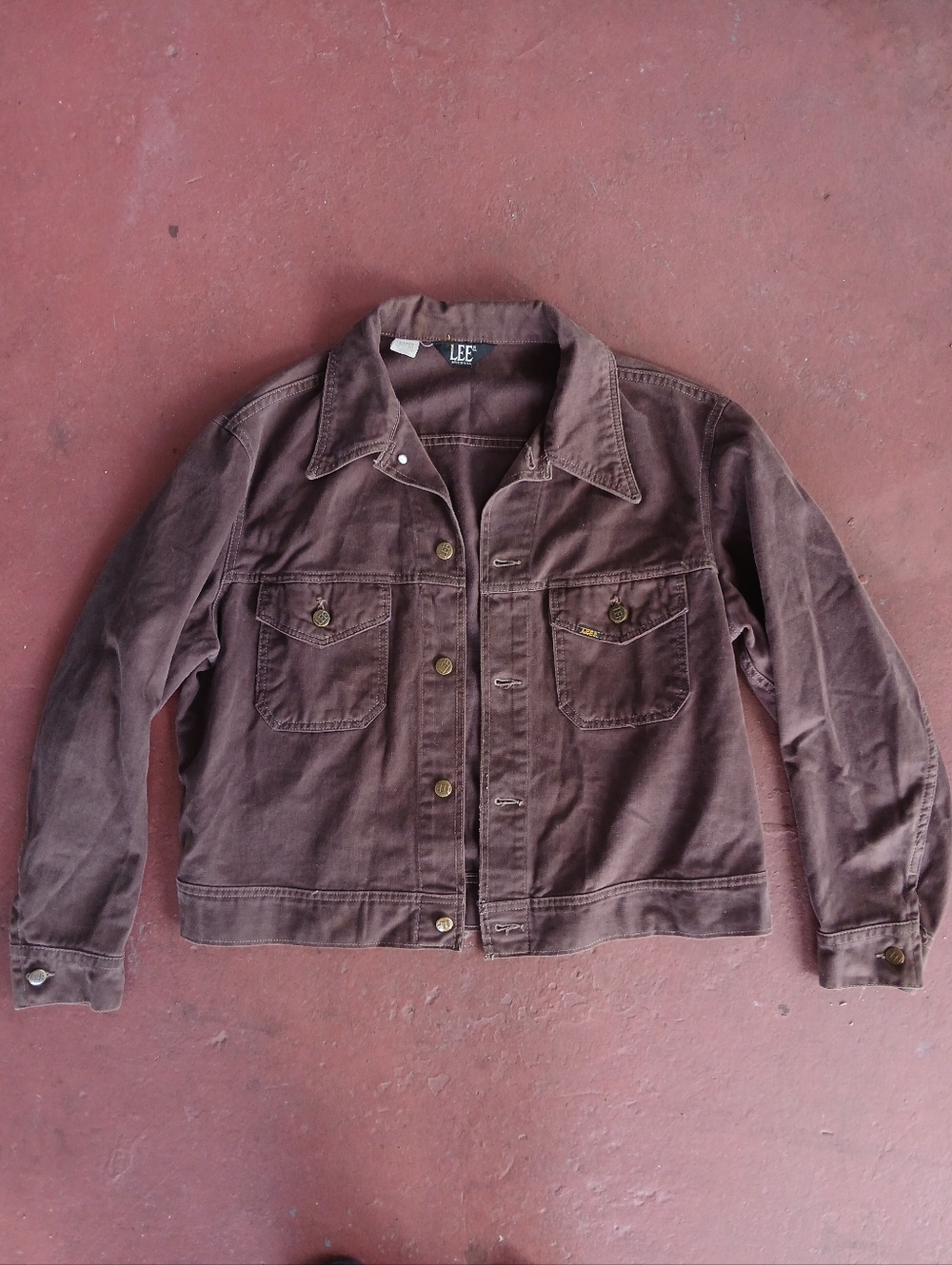 1970s Lee Moleskin Jacket Brown L/XL Trucker Vtg Western Cropped